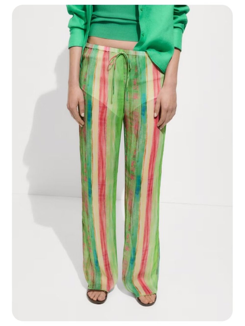 NWT Mango MNG Stripe Semi-transparent Pants sz S